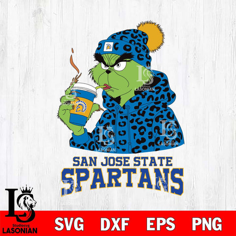 San José State Spartans Grinch Leopard Christmas Cut Files Cricut, Svg Dxf Eps Png file, Digital download , Silhouette