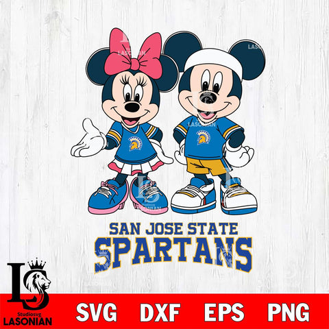 San José State Spartans Mickey And Minnie Football Svg Eps Dxf Png File, NCAA svg , Digital Download , Instant Download, Cricut File