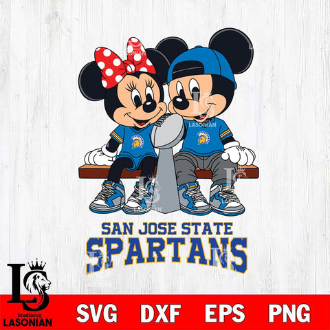 San José State Spartans Mickey And Minnie Football Champions Svg Eps Dxf Png File, NCAA svg , Digital Download , Instant Download, Cricut File