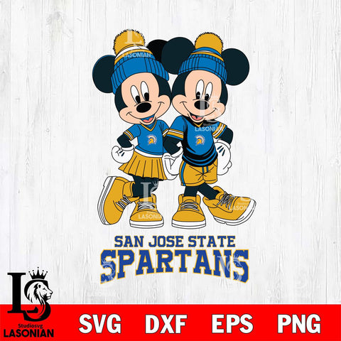 San José State Spartans Mickey And Minnie Mouse Football Svg Eps Dxf Png File, NCAA svg , File Cut , Digital Download , Instant Download, Cut Svg Files