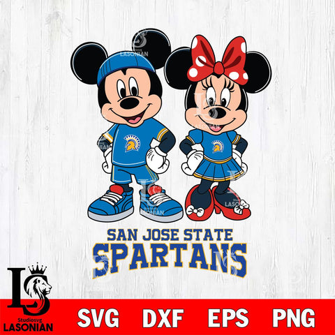 San José State Spartans Mickey And Minnie Rugby Svg Eps Dxf Png File, NCAA svg , Digital Download , Instant Download, Cricut File