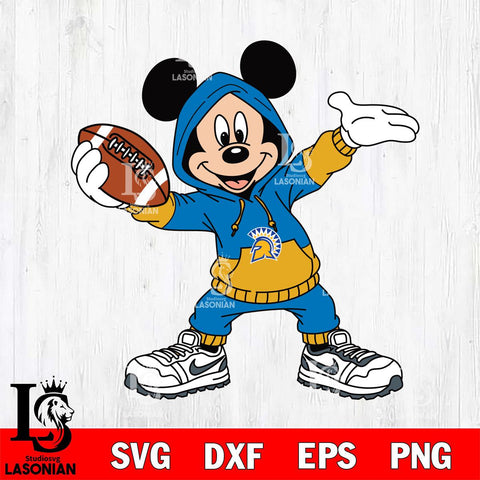 San José State Spartans Mickey Disney Football Christmas File Cut, NCAA SVG DXF EPS PNG FILE, Digital Download , Criucut , Silhouette
