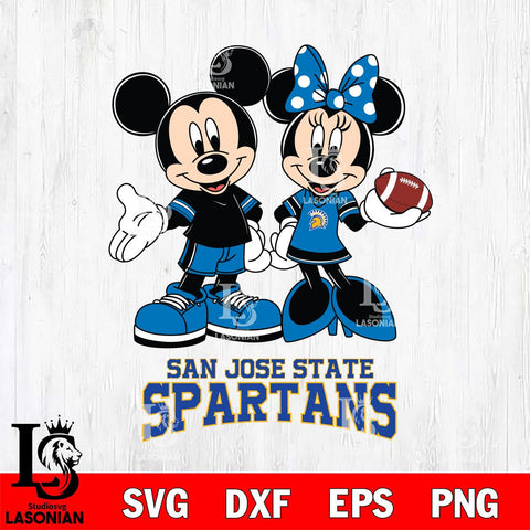 San José State Spartans Mickey Minnie Football Svg Eps Dxf Png File, NCAA svg , Digital Download , Instant Download, Cricut File