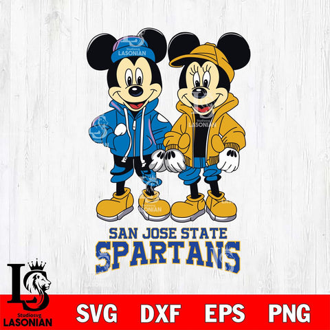 San José State Spartans Mickey Minnie Mouse Football Svg Eps Dxf Png File, NCAA svg , File Cut , Digital Download , Instant Download, Cut Svg Files