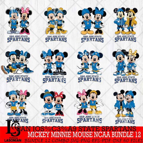 San José State Spartans Mickey Minnie Mouse NCAA Bundle 12 Svg Eps Dxf Png File, Bundle NCAA svg , File Cut , Digital Download , Instant Download, Cut Svg Files