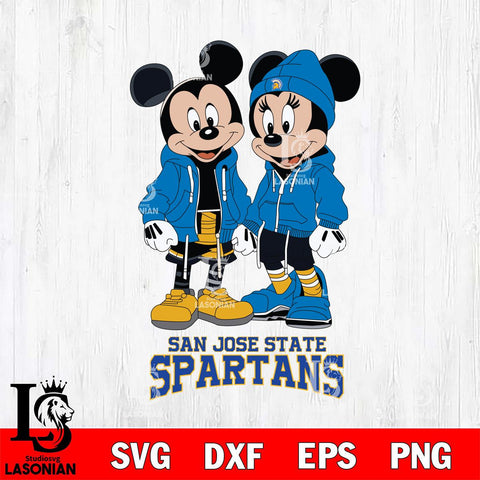 San José State Spartans Mickey Minnie Mouse Rugby Svg Eps Dxf Png File, NCAA svg , File Cut , Digital Download , Instant Download, Cut Svg Files