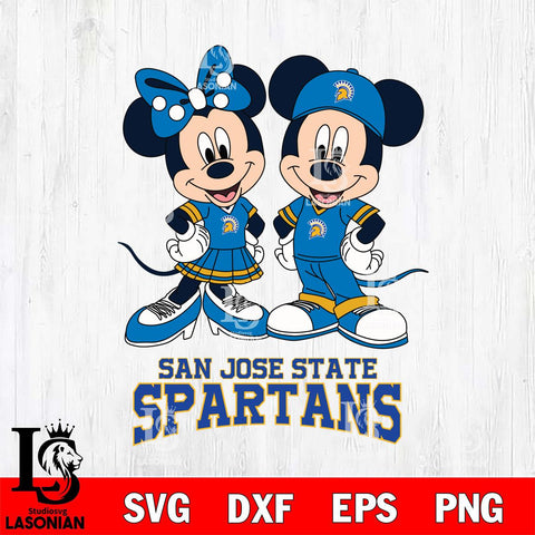 San José State Spartans Mickey Minnie Mouse rugby ball Svg Eps Dxf Png File, NCAA svg , File Cut , Digital Download , Instant Download, Cut Svg Files