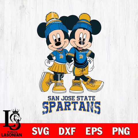 San José State Spartans Mickey Minnie Valentine Football Svg Eps Dxf Png File, NCAA svg , Digital Download , Instant Download, Cricut File