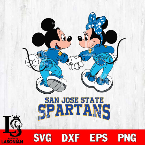 San José State Spartans Mickey Minnie Valentine Rugby Svg Eps Dxf Png File, Digital Download ,Instant Download, Cricut File