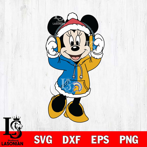 San José State Spartans Minnie Mouse Disney Football Christmas File Cut, NCAA SVG DXF EPS PNG FILE, Digital Download , Criucut , Silhouette