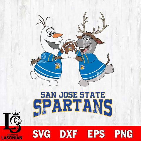 San José State Spartans Olaf & Sven Football Cricut,Christmas SVG DXF EPS PNG FILE, NCAA Digital Download,Instant Download, Silhouette