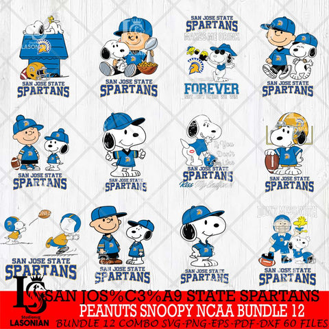 San José State Spartans Peanuts Snoopy Player NCAA Bundle 12 SVG DXF EPS PNG FILE,Snoopy File Cut, bundle NCAA Digital Download,Instant Download, Silhouette