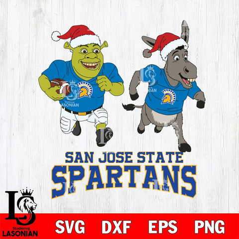 San José State Spartans Shrek and Donkey Football Cricut,Christmas SVG DXF EPS PNG FILE, NCAA Digital Download,Instant Download, Silhouette