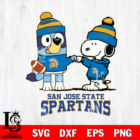 San José State Spartans Snoopy & Bluey Football Svg Eps Dxf Png File,NCAA Svg Files,Chill Guy svg ,Digital Download ,Instant Download, Cricut File