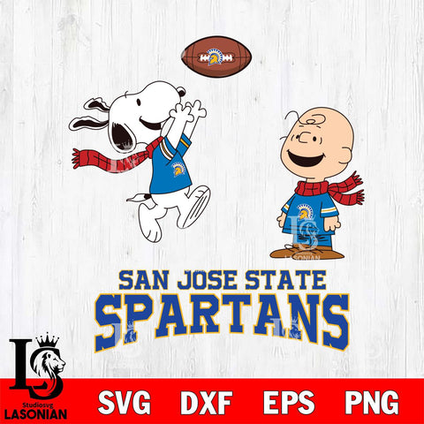 San José State Spartans Snoopy & Charlie Brown Football Cricut,Christmas SVG DXF EPS PNG FILE, NCAA Digital Download,Instant Download, Silhouette