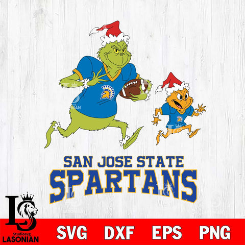 San José State Spartans The Grinch & Max Football Cricut,Christmas SVG DXF EPS PNG FILE, NCAA Digital Download,Instant Download, Silhouette