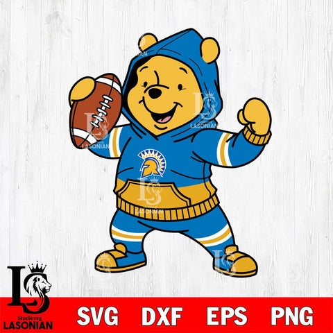 San José State Spartans Winnie The Pooh Disney Football Christmas File Cut, NCAA SVG DXF EPS PNG FILE, Digital Download , Criucut , Silhouette