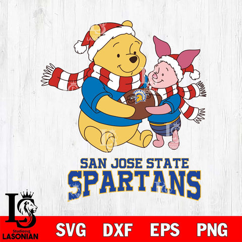San José State Spartans Winnie the Pooh & Piglet Football Cricut,Christmas SVG DXF EPS PNG FILE, NCAA Digital Download,Instant Download, Silhouette