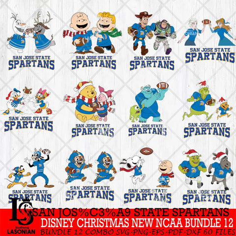 San José State Spartans  Disney Christmas New NCAA Bundle 12 Cricut,Christmas SVG DXF EPS PNG FILE, BUNDLE NCAA Digital Download,Instant Download, Silhouette