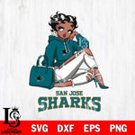 San Jose Sharks Awesome Black Fan Girl Betty Boop, Svg Eps Dxf Png File, Digital Download
