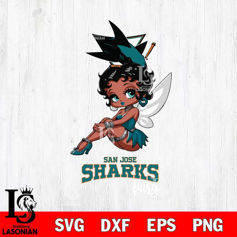San Jose Sharks Beauty Black Fairy Betty Boop, Svg Eps Dxf Png File, Digital Download