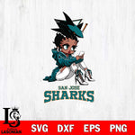 San Jose Sharks Beauty Black Fan Girl Football, Svg Eps Dxf Png File, Digital Download