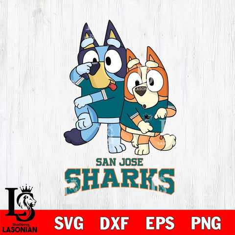 San Jose Sharks Bluey & Bingo 18 Svg Eps Dxf Png File, NHL svg, Digital Download, Instant Download