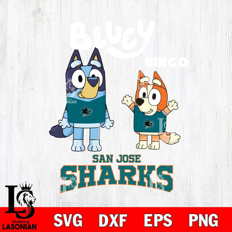 San Jose Sharks Bluey & Bingo 4 Svg Eps Dxf Png File, NHL svg, Digital Download, Instant Download
