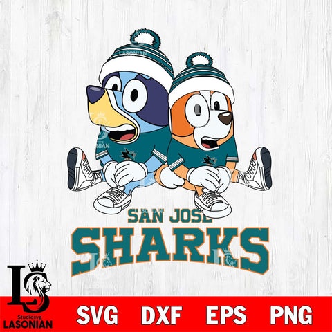 San Jose Sharks Bluey & Bingo 8 Svg Eps Dxf Png File, NHL svg, Digital Download, Instant Download
