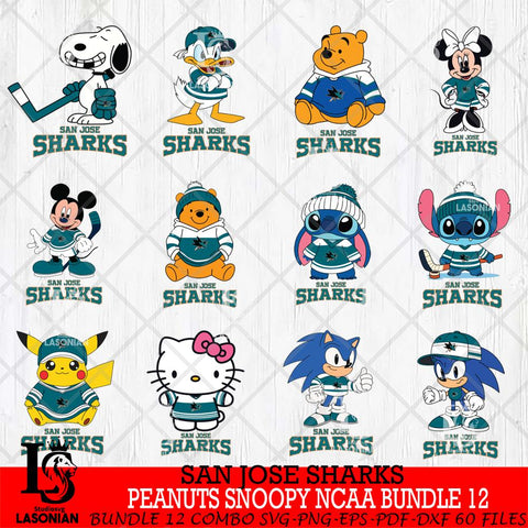 San Jose Sharks Disney Hockey NHL Bundle 12 SVG DXF EPS PNG FILE,NHL Bundle File Cut,Disney Digital Download,Instant Download, Silhouette