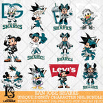 San Jose Sharks Disney character NHL Bundle 12 Svg Eps Dxf Png File, Digital Download, Instant Download