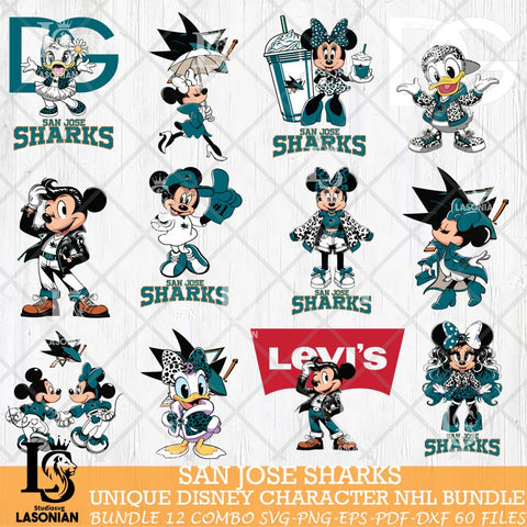 San Jose Sharks Disney character NHL Bundle 12 Svg Eps Dxf Png File, Digital Download, Instant Download