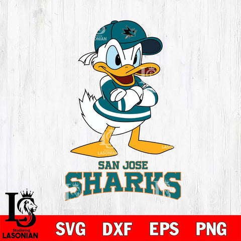 San Jose Sharks Donald Duck NHL Hockey SVG DXF EPS PNG FILE,NHL File Cut,Disney Digital Download,Instant Download, Silhouette
