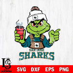 San Jose Sharks Grinch with coffee Svg Eps Dxf Png File, Digital Download, Instant Download