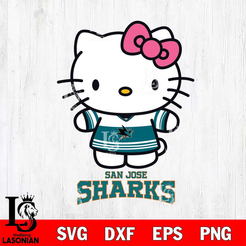 San Jose Sharks Hello Kitty NHL Hockey SVG DXF EPS PNG FILE,NHL File Cut,Disney Digital Download,Instant Download, Silhouette