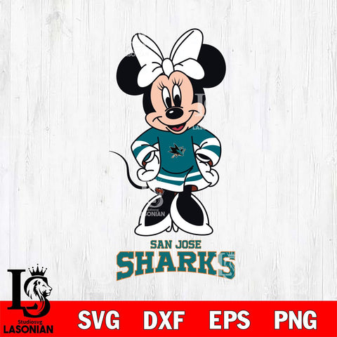 San Jose Sharks Minnie Mouse NHL Hockey SVG DXF EPS PNG FILE,NHL File Cut,Disney Digital Download,Instant Download, Silhouette