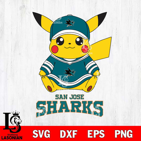 San Jose Sharks Pikachu NHL Hockey SVG DXF EPS PNG FILE,NHL File Cut,Disney Digital Download,Instant Download, Silhouette