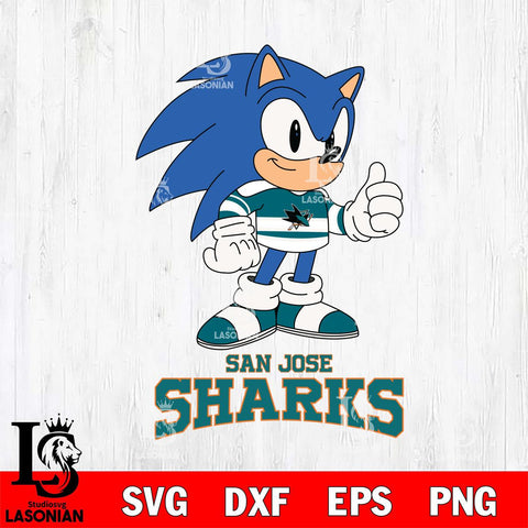 San Jose Sharks Sonic like NHL Hockey SVG DXF EPS PNG FILE,NHL File Cut,Disney Digital Download,Instant Download, Silhouette