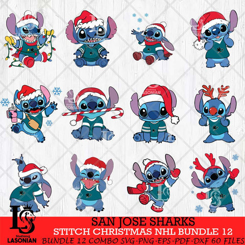 San Jose Sharks Stitch Sport Christmas NHL Bundle 12 Svg Eps Dxf Png File, Digital Download, Instant Download