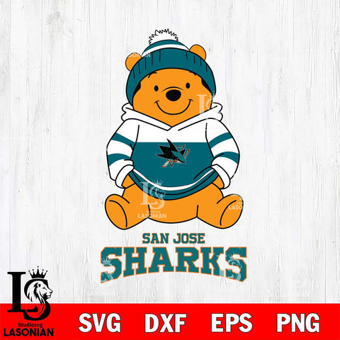 San Jose Sharks Winnie The Pooh Hockey SVG DXF EPS PNG FILE,NHL File Cut,Disney Digital Download,Instant Download, Silhouette