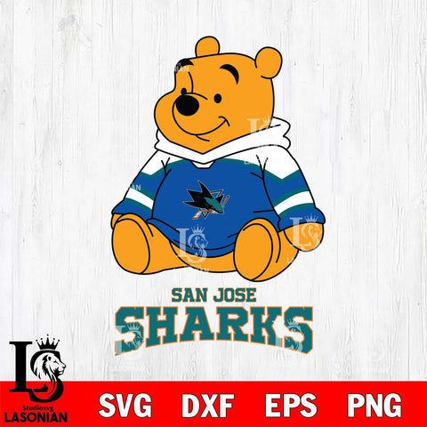 San Jose Sharks Winnie The Pooh NHL Hockey SVG DXF EPS PNG FILE,NHL File Cut,Disney Digital Download,Instant Download, Silhouette