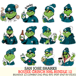 San Jose Sharks  Boujee Grinch NHL Bundle 12 SVG Eps Dxf Png File, Digital Download, Instant Download
