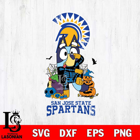 San José State Spartans Bluey Halloween NCAA 2 Svg Eps Dxf Png File, Digital Download, Instant Download