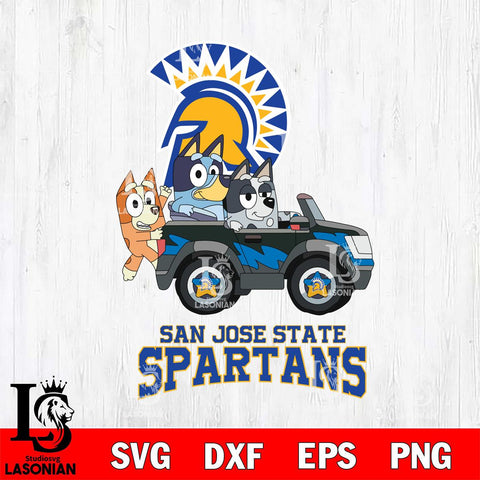 San José State Spartans Bluey friends car Svg Eps Dxf Png File, NCAA svg, Digital Download, Instant Download