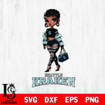 Seattle Kraken Beautiful Black Fan Girl, Svg Eps Dxf Png File, Digital Download