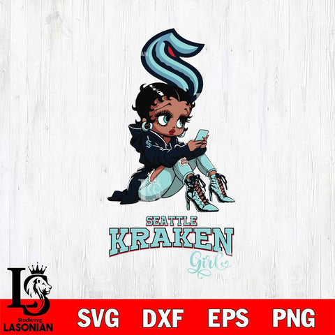 Seattle Kraken Beauty Black Fan Girl Football, Svg Eps Dxf Png File, Digital Download
