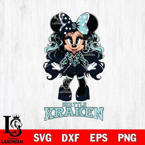 Seattle Kraken Beauty Minnie Mouse Svg Eps Dxf Png File, Digital Download, Instant Download
