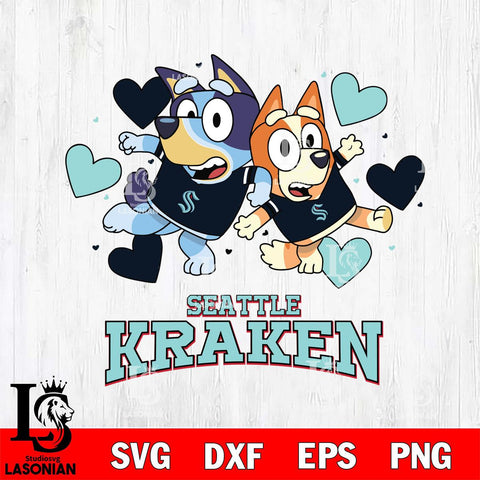 Seattle Kraken Bluey & Bingo 10 Svg Eps Dxf Png File, NHL svg, Digital Download, Instant Download