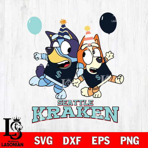 Seattle Kraken Bluey & Bingo 11 Svg Eps Dxf Png File, NHL svg, Digital Download, Instant Download