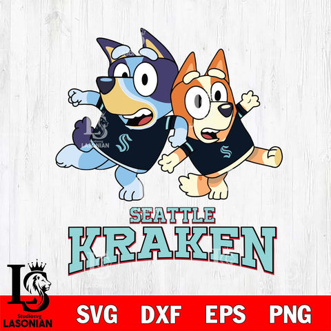 Seattle Kraken Bluey & Bingo 13 Svg Eps Dxf Png File, NHL svg, Digital Download, Instant Download
